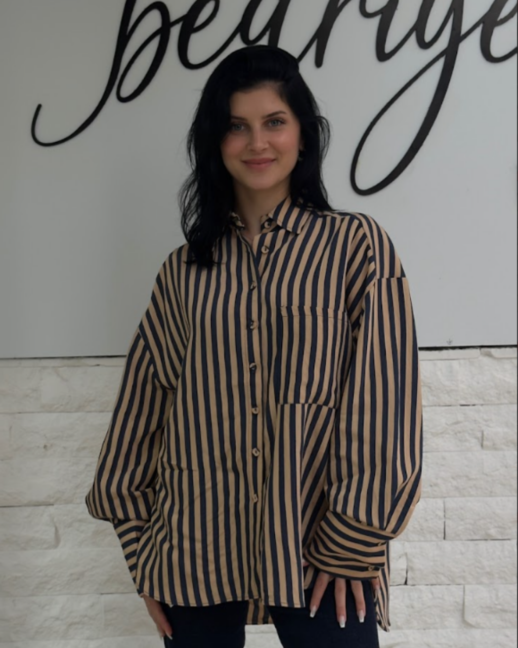 CO221 PERRY LACİVERT ÇİZGİLİ GÖMLEK