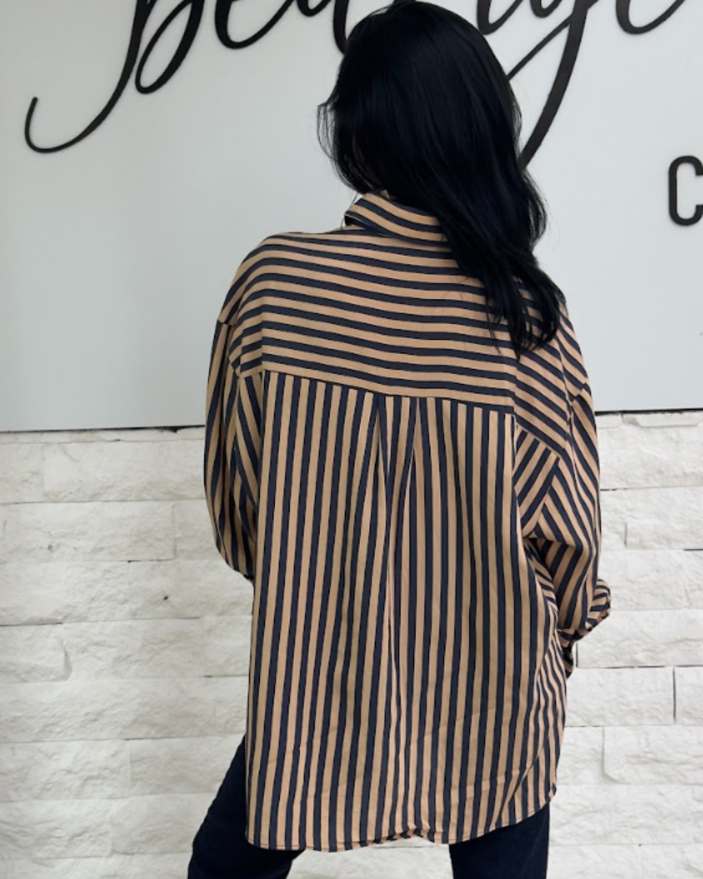 CO221 PERRY LACİVERT ÇİZGİLİ GÖMLEK