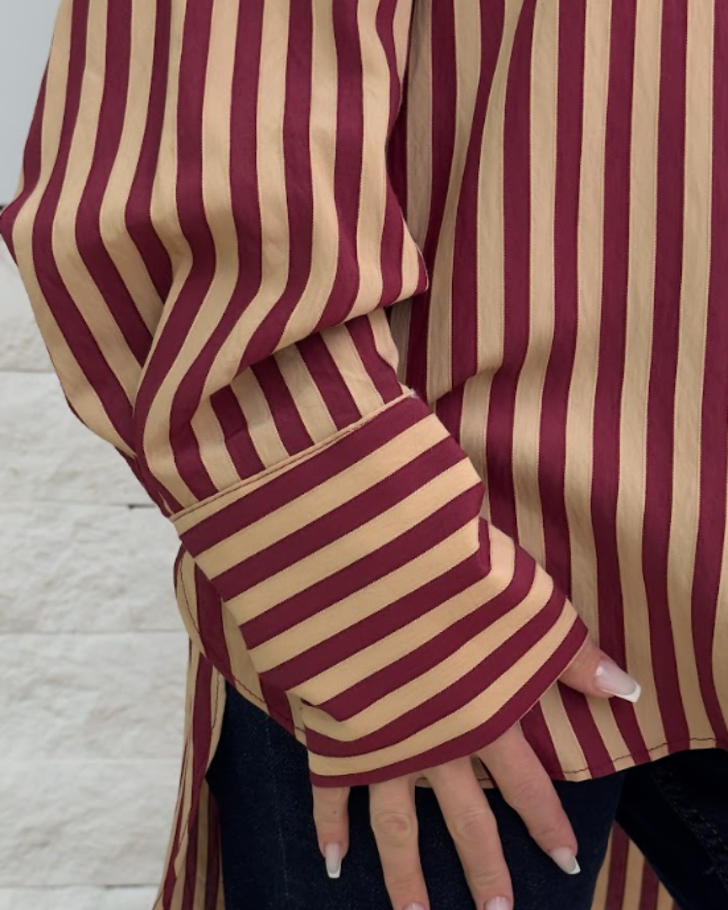 CO222 PERRY BORDO ÇİZGİLİ GÖMLEK