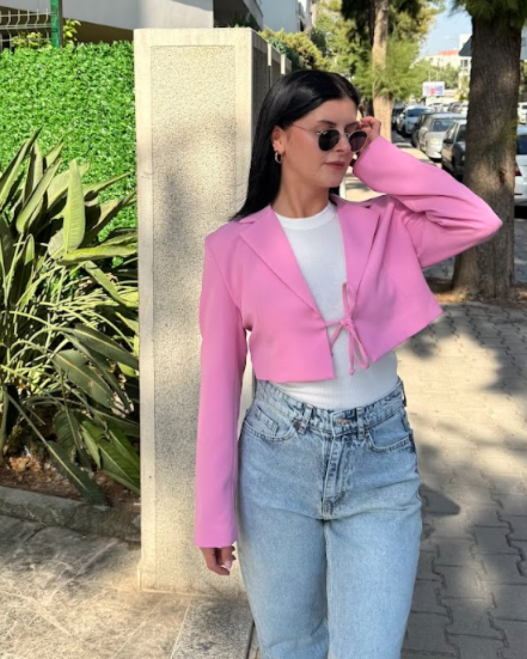 CO265 PEMBE MİNİ BLAZER CEKET