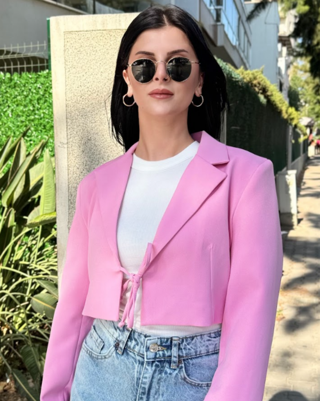 CO265 PEMBE MİNİ BLAZER CEKET