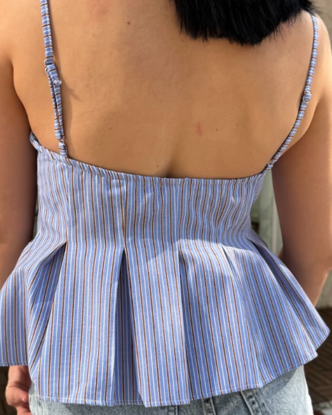 CO268 ÇİZGİ DETAY ASKILI GÖMLEK