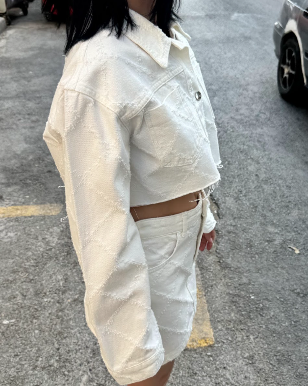 CO282 BEYAZ DENIM ETEK TAKIM