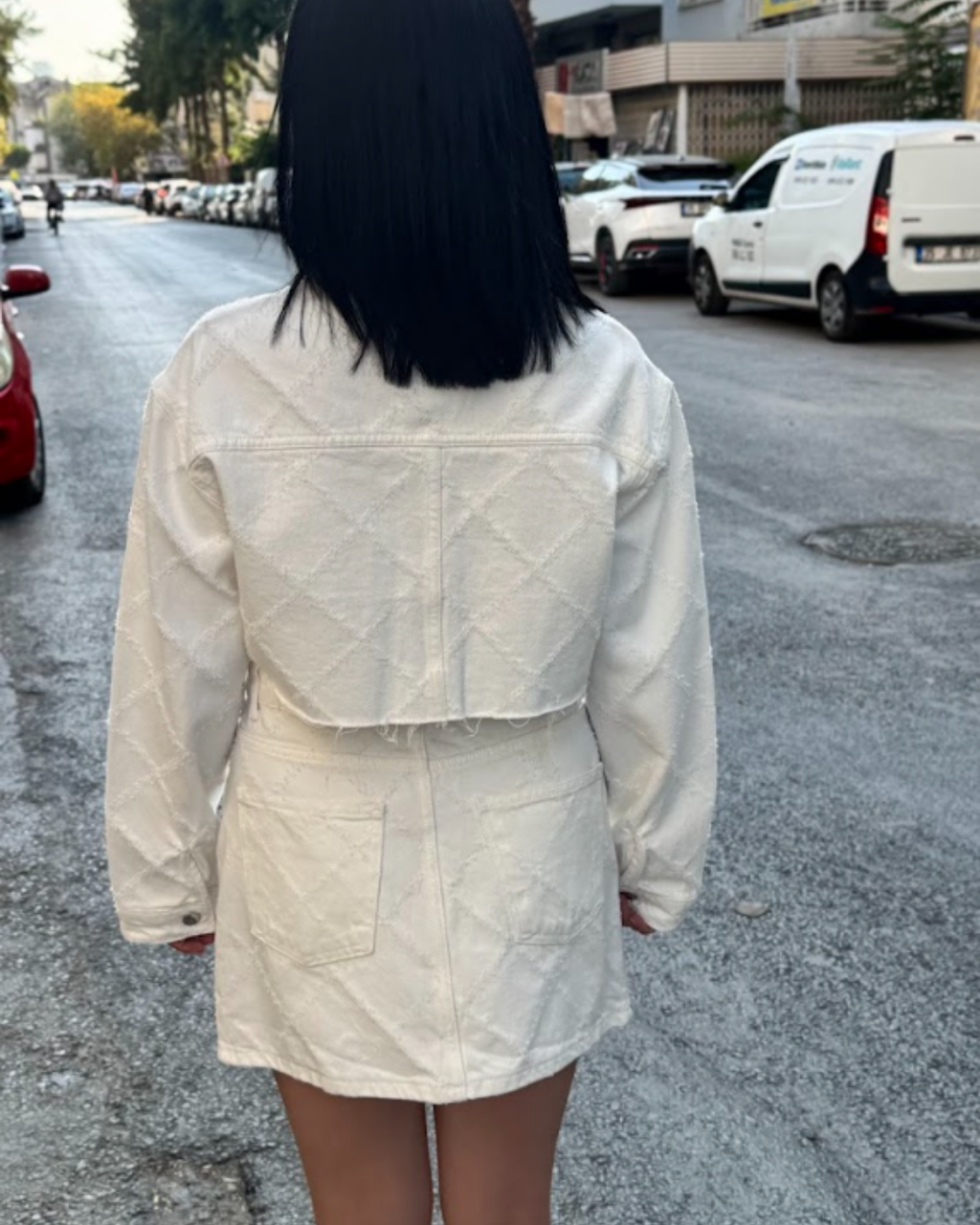 CO282 BEYAZ DENIM ETEK TAKIM