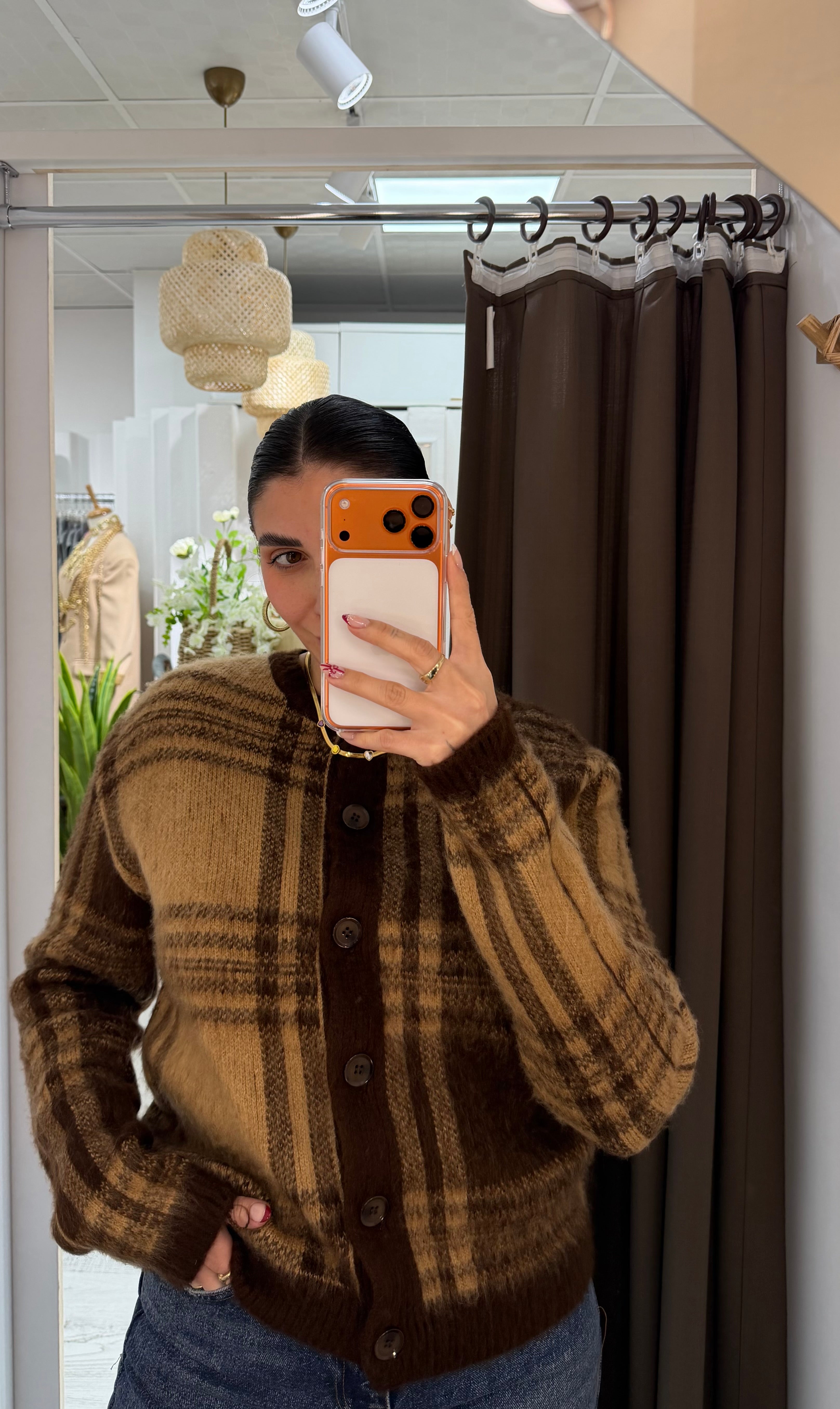 CO338 KAHVE ÇİZGİLİ HIRKA