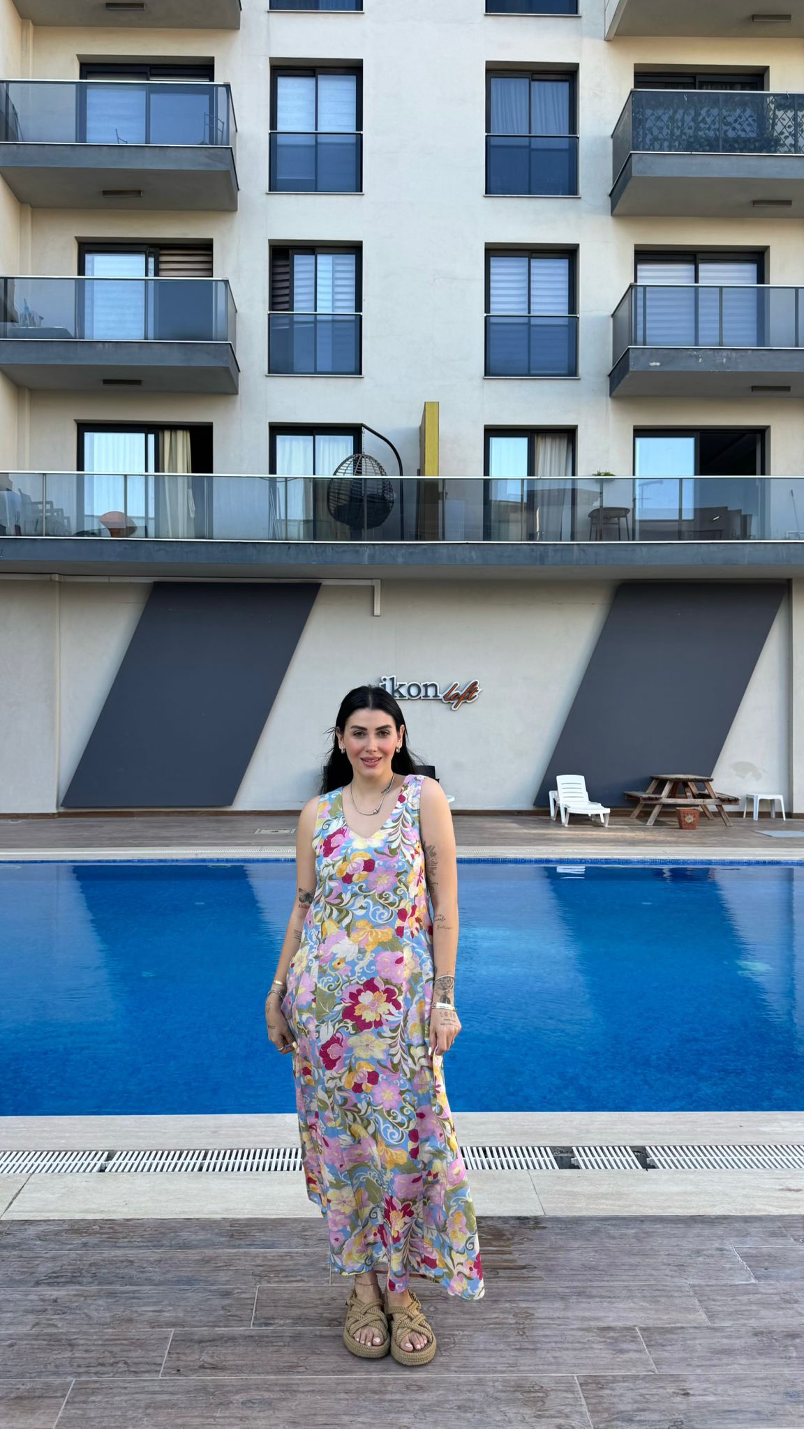 CO230 ÇİÇEK KETEN ELBİSE