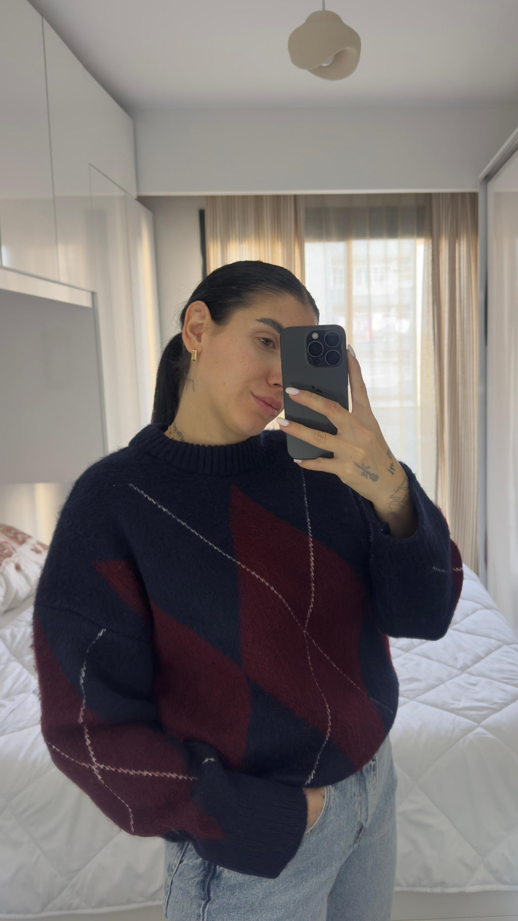 CO297 LACİVERT BAKLAVA KAZAK