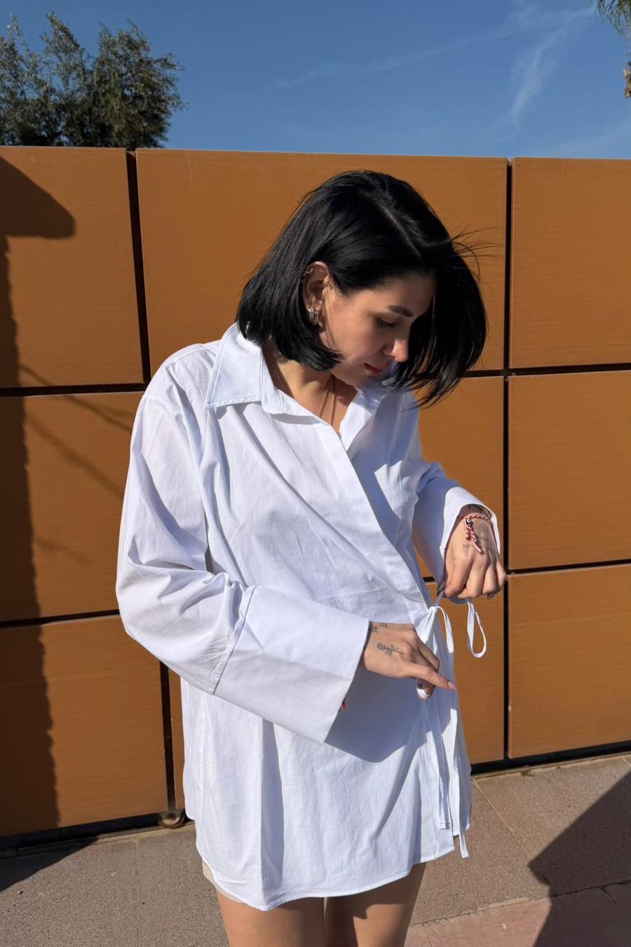 CO368 BEYAZ UZUN GÖMLEK