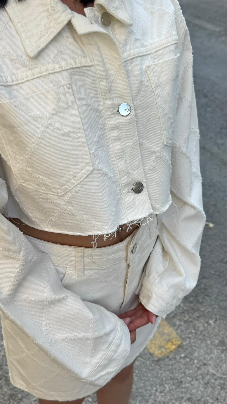 CO418 BEYAZ DENIM CEKET