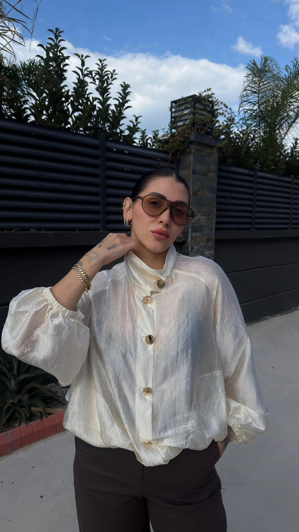 CO464 KREM GOLD DETAY CEKET