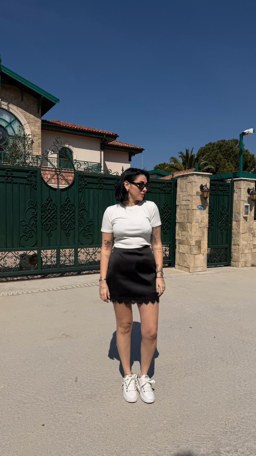 CO361 SATEN ŞORT ETEK